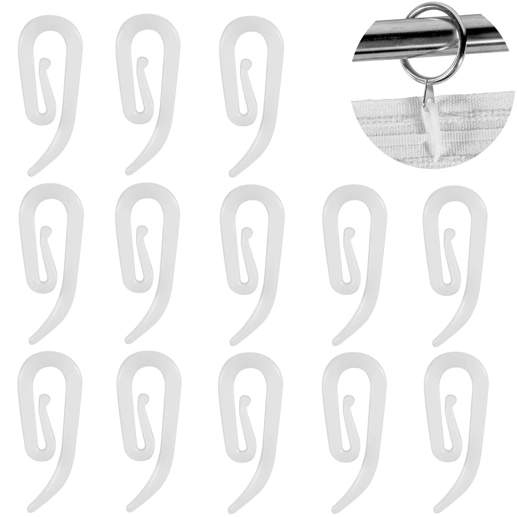 White Plastic Curtain Hooks for Door Window Curtain Header Tape Drapery Hooks 2.8x1.2cm 50PACK - image 1