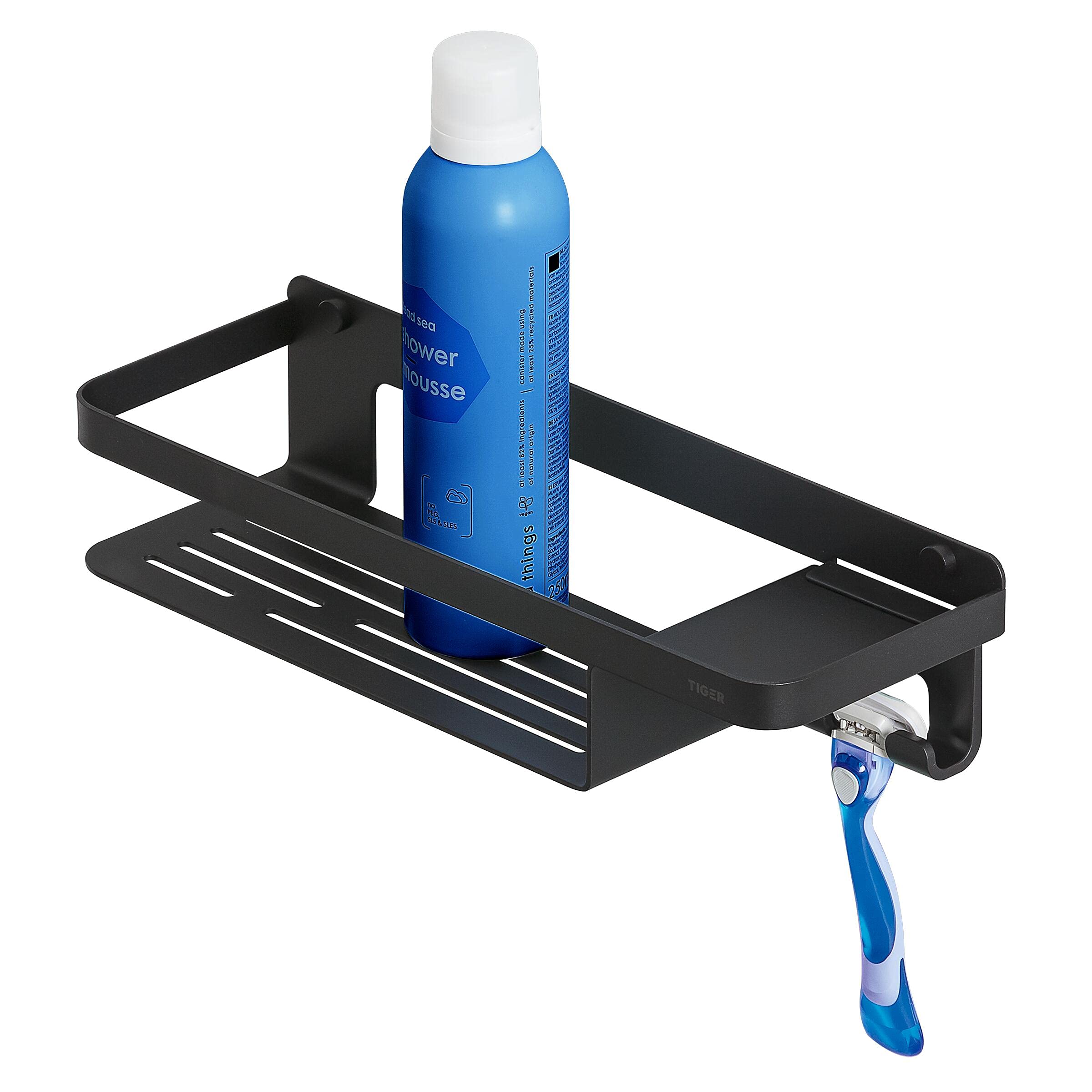 Tiger Black Stainless Steel Shower Basket with Hook – 32cm Caddy