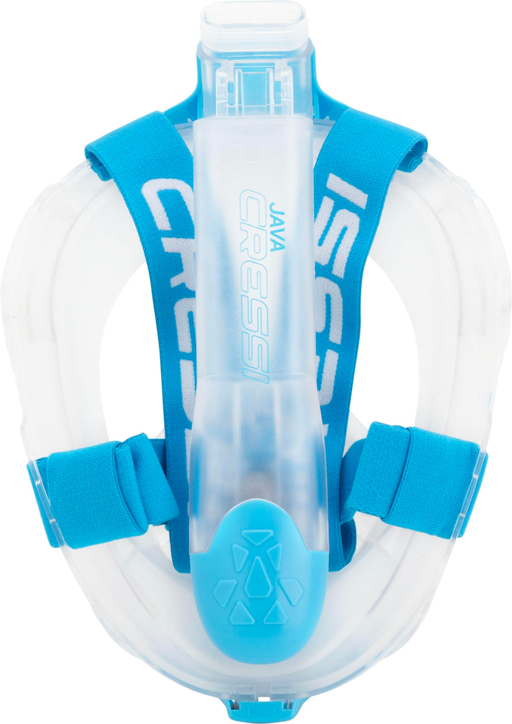 Cressi Java Full Face Snorkel Mask – Anti-Fog Silicone – Clear/Blue S/M