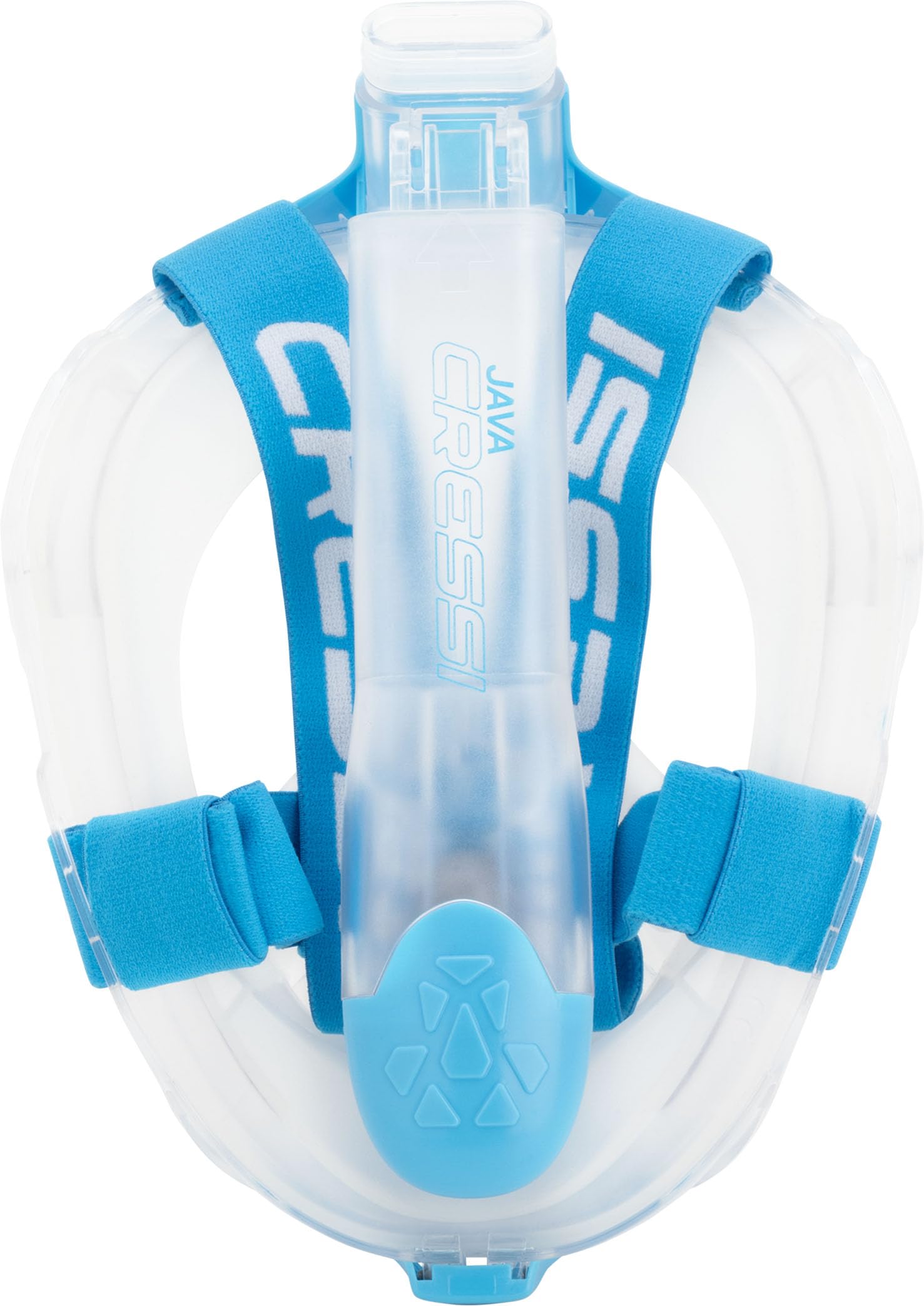 Cressi Java Full Face Snorkel Mask – Anti-Fog Silicone – Clear/Blue S/M