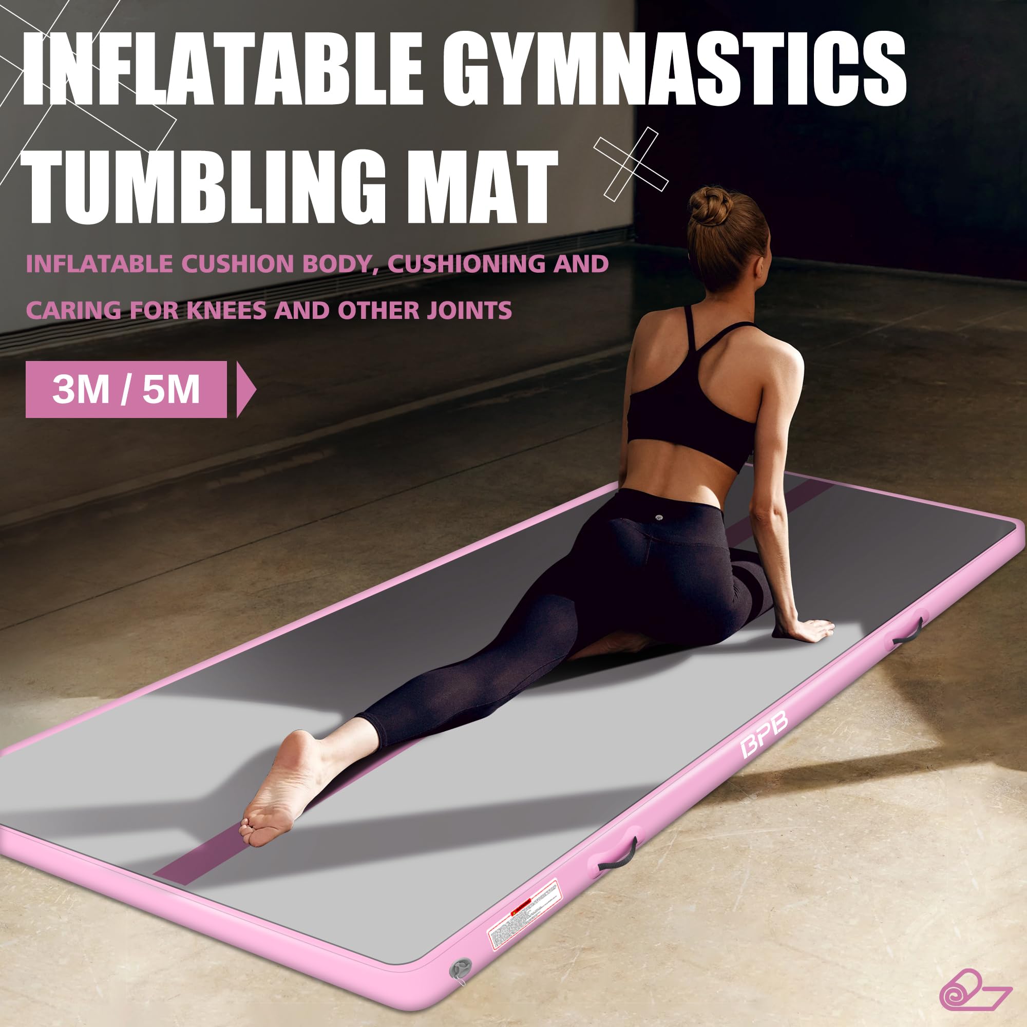 BPB 10ft Inflatable Gymnastics Tumbling Mat with Electric Pump - 4in Thick