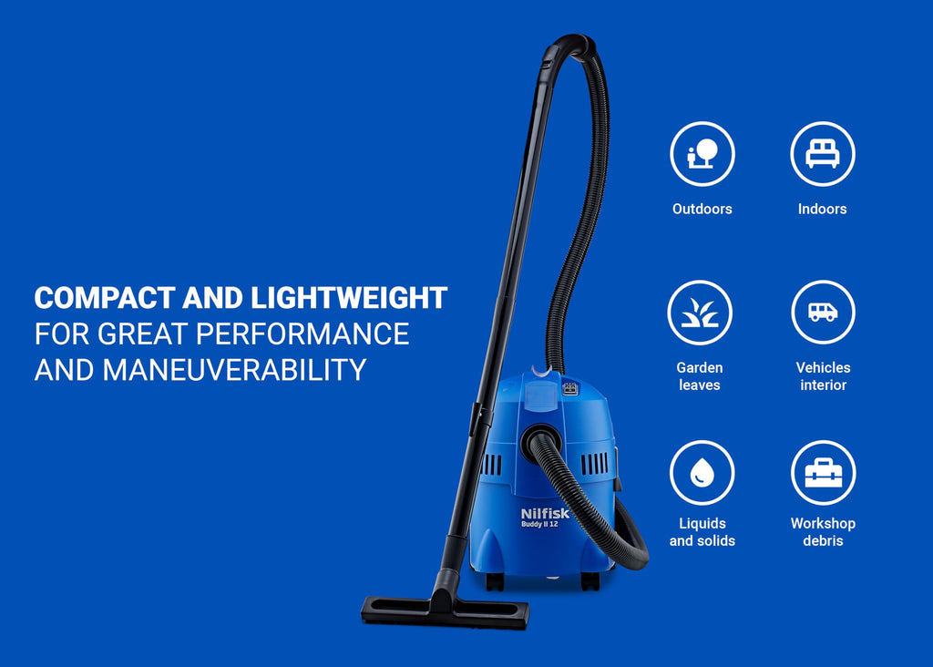 Nilfisk Buddy II 12L Wet and Dry Vacuum Cleaner | 1200W Blower Function