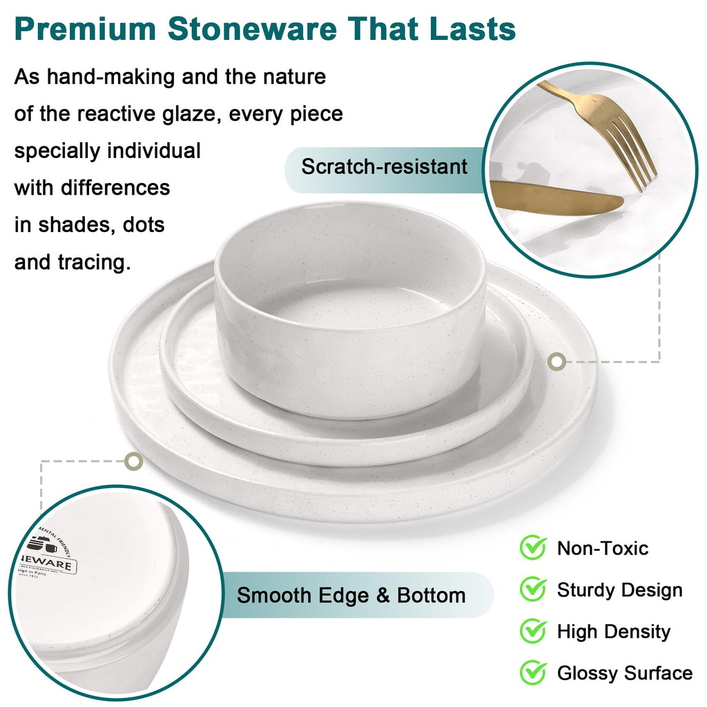 Homikit 18-Piece Reactive Glaze Dinner Set | Stoneware Plates and Bowls