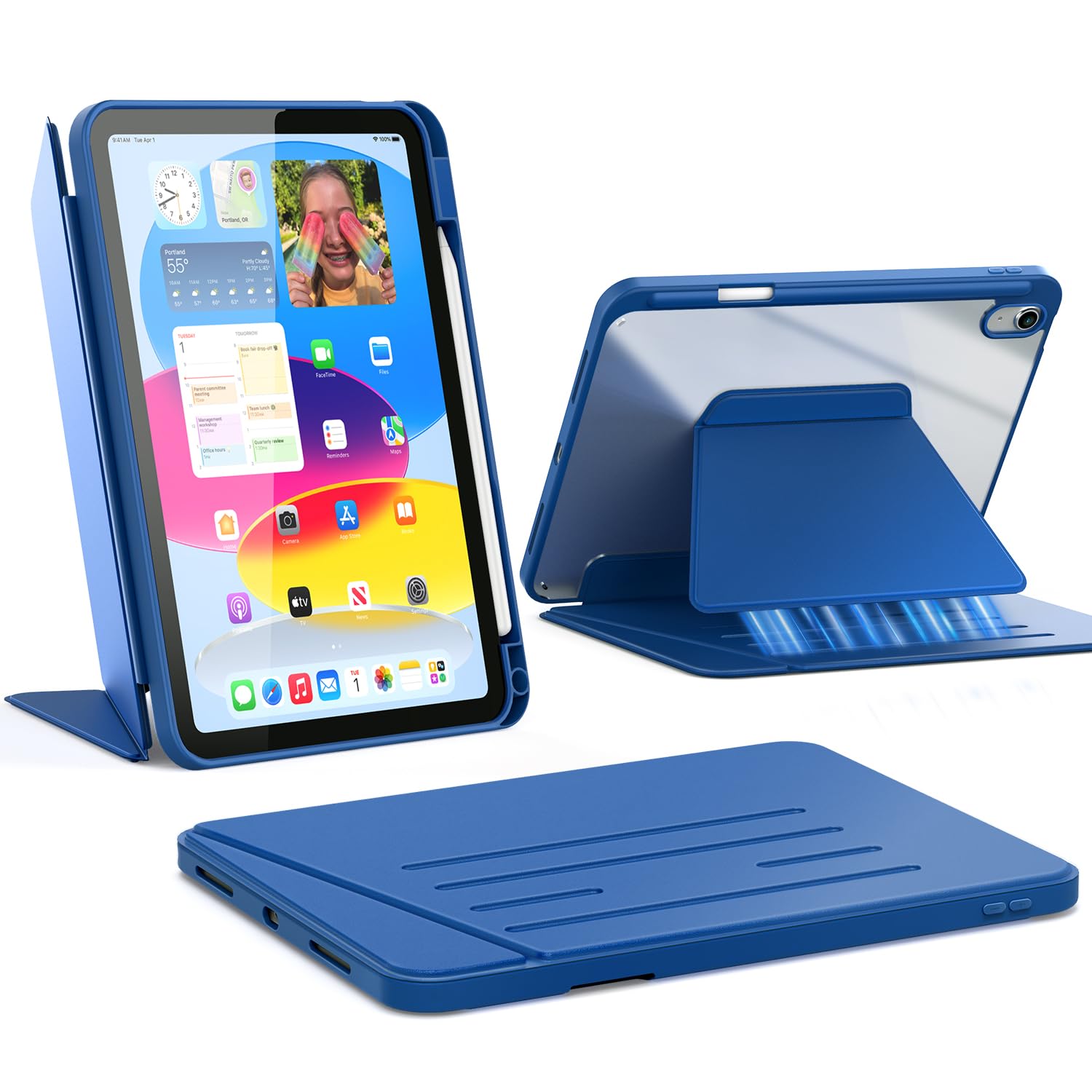CACOE iPad 11th/10th Gen Case with Pencil Holder & Magnetic Stand