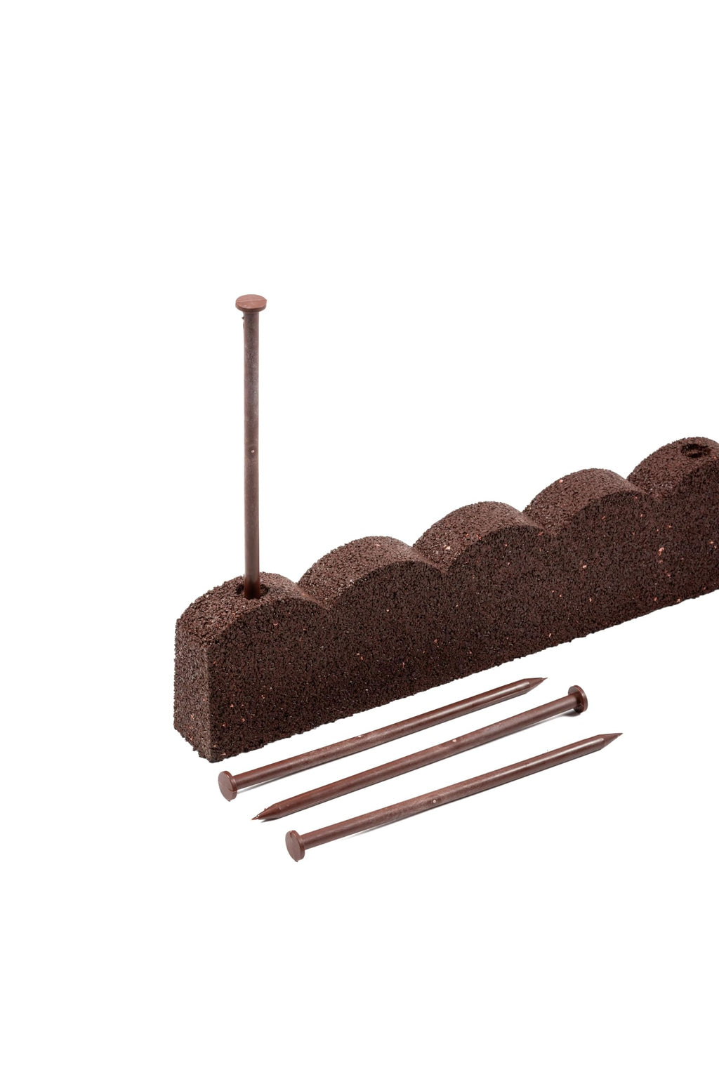 Recycled Rubber Scalloped Garden Edging - Brown, 4 Pack