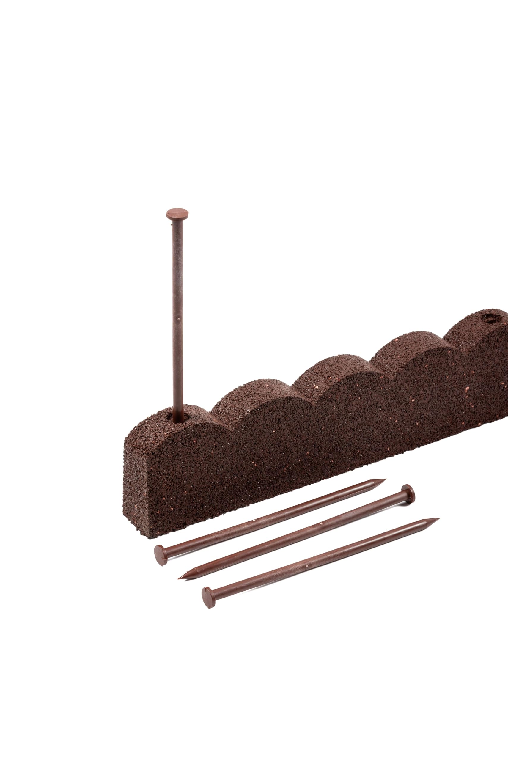 Recycled Rubber Scalloped Garden Edging - Brown, 4 Pack