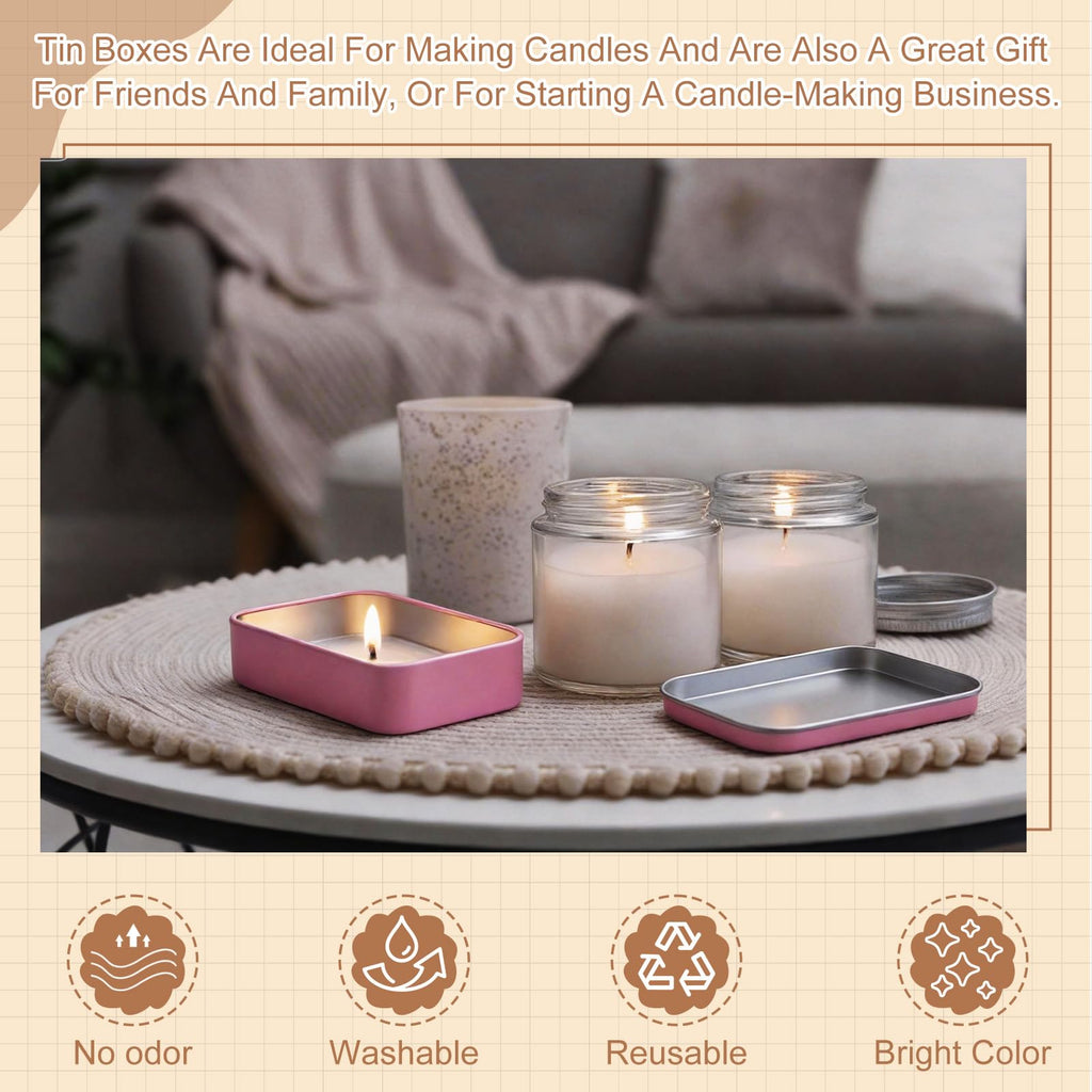 sourcing map 4Pcs Metal Tin Box Container, 3.7x2.4x0.9 Rectangular Empty Box with Self Adhesive Colored Stickers - image 4