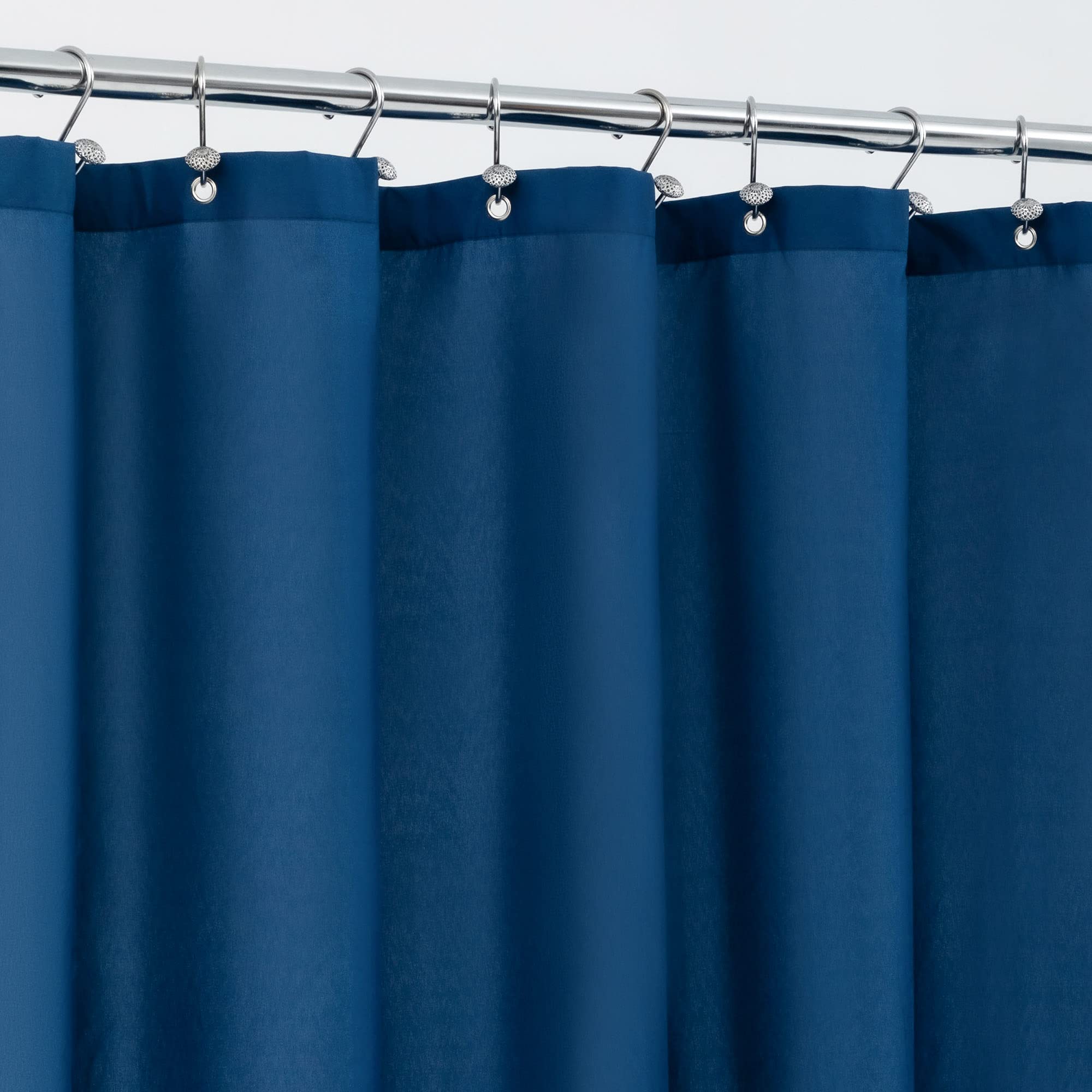 Alyvia Spring Navy Fabric Shower Curtain Liner – Waterproof & Weighted