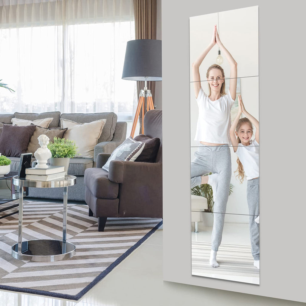EVENLIVE Full Length Mirror Tiles | 4-Piece Frameless Glass Wall Mirror