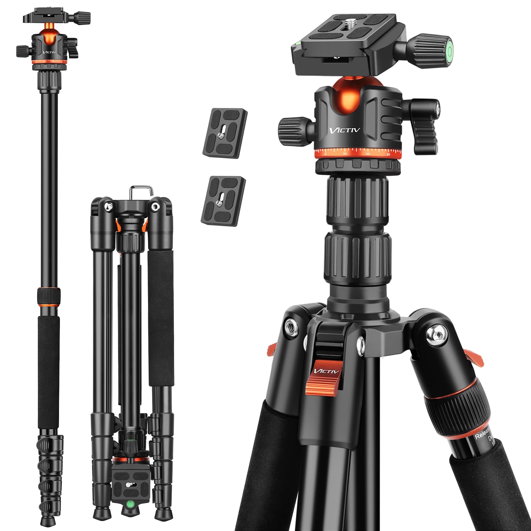 Victiv 78" Camera Tripod | Lightweight Aluminum DSLR Tripod with Monopod