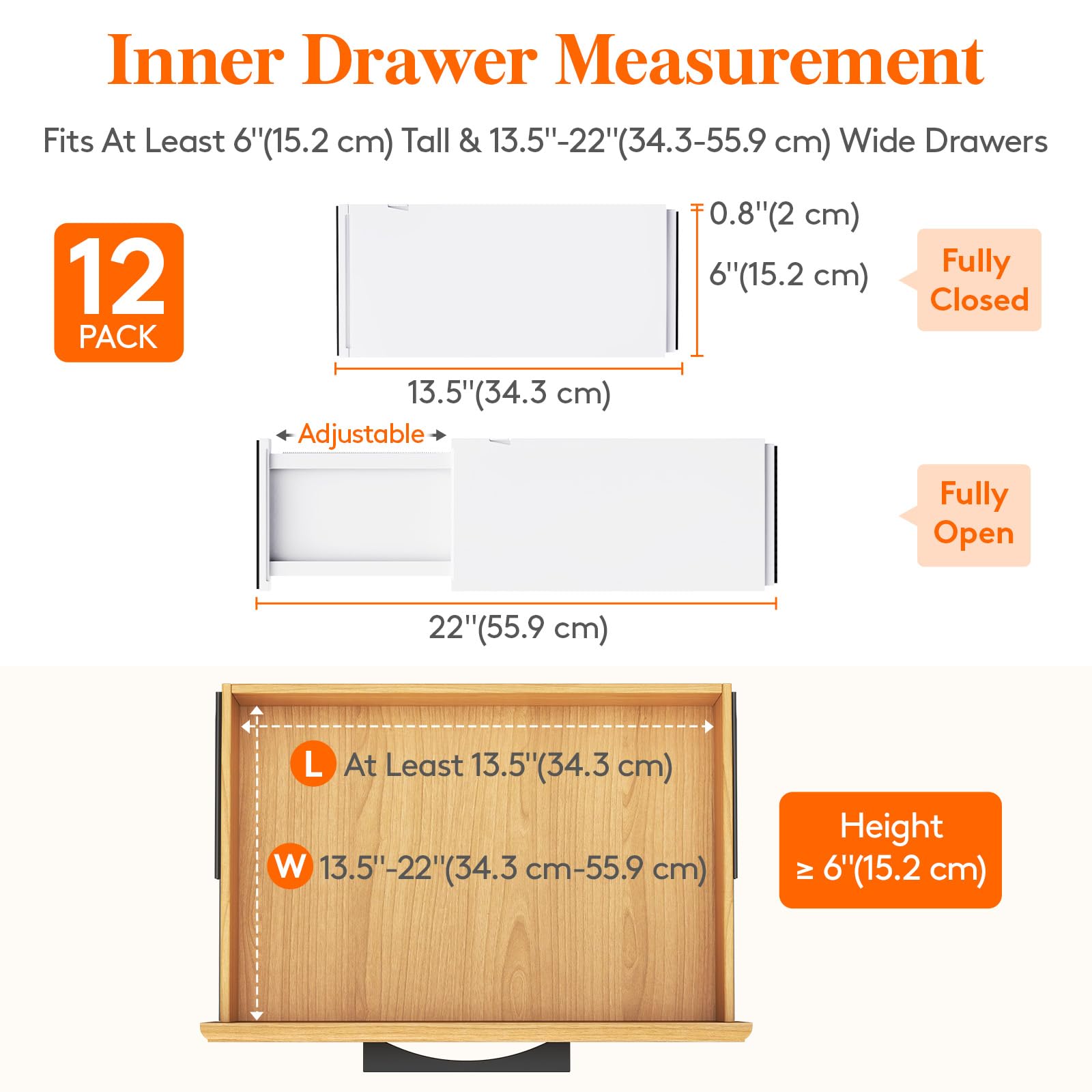 Lifewit 12 Pack Adjustable Drawer Dividers – 6" High Expandable Organizers