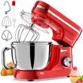 Vospeed Stand Mixer – 1000W Tilt-Head Food Mixer with Dual Bowls, Red
