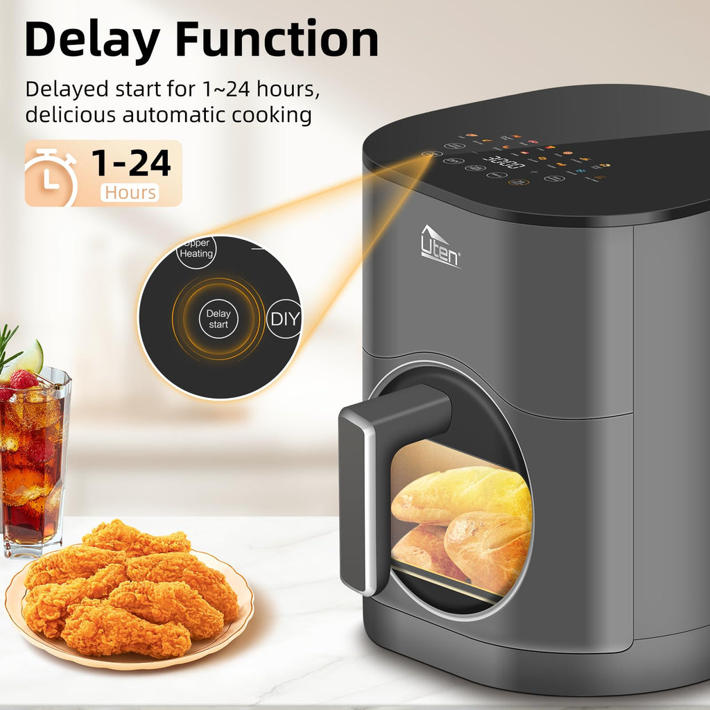 Uten Dual Blaze Air Fryer 5.5L | 14-in-1 Smart Cooker with Visual Window