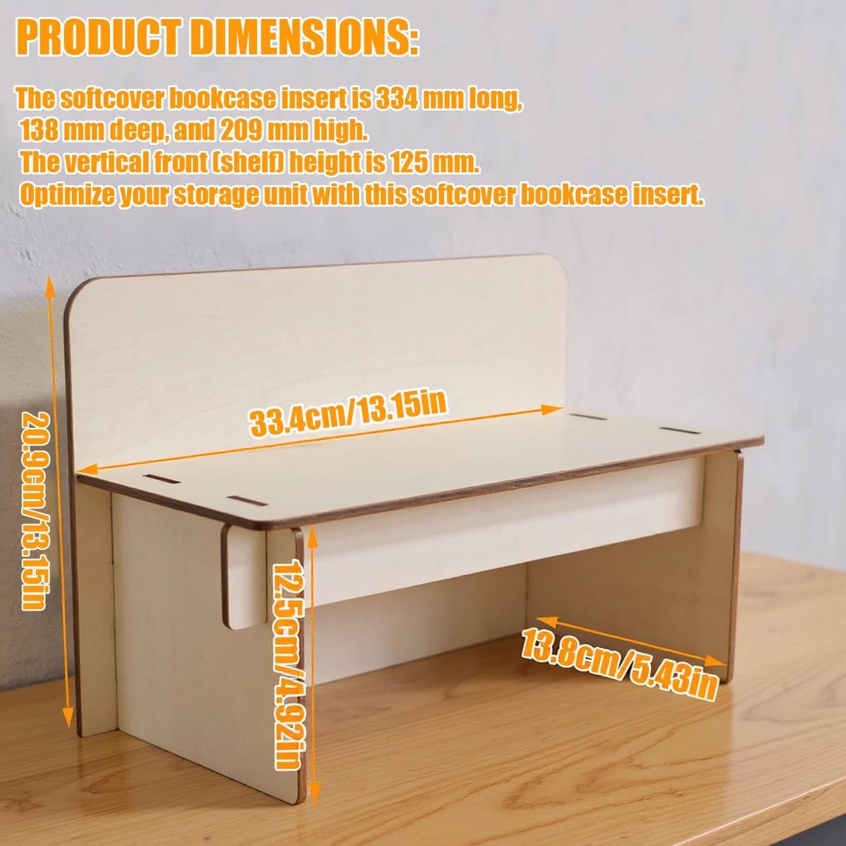 SUNUCO Paperback Book Riser insert compatible with Ikea Kallax Storage Unit, Inserts Shelves for Improved Book Organization, 2Pcs - image 2