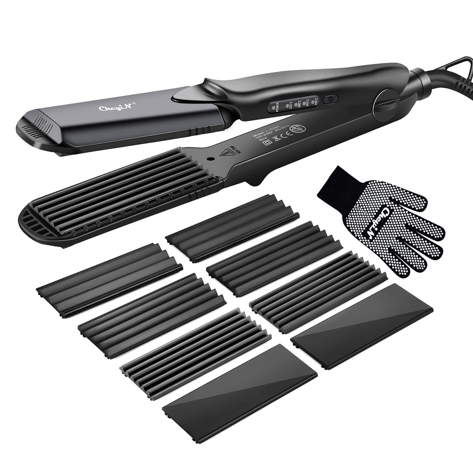 CkeyiN 4-in-1 Hair Crimper and Straightener | Tourmaline Ceramic Iron