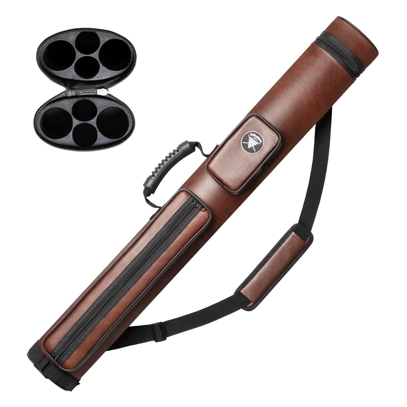 Adhafera 2x2 Hard Pool Cue Case | Faux Leather Snooker Stick Carrier