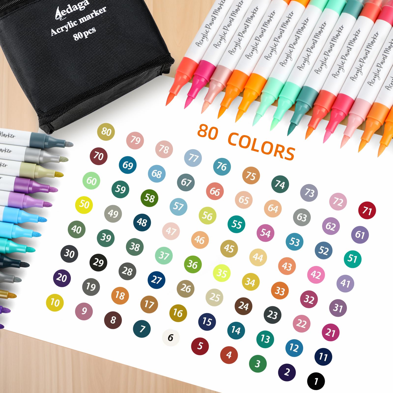 Jolof Store 80 Color Dual Tip Acrylic Paint Pens with App for Rock Painting