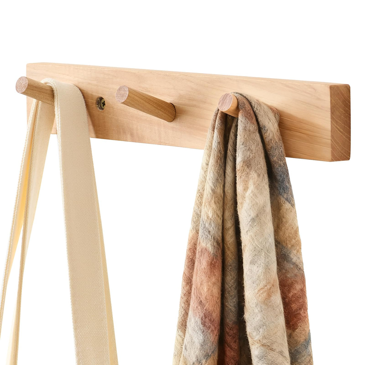 Wooden Coat Rack Wall Mounted, 30cm Hickory Wood Floating Jackets Hooks - image 1