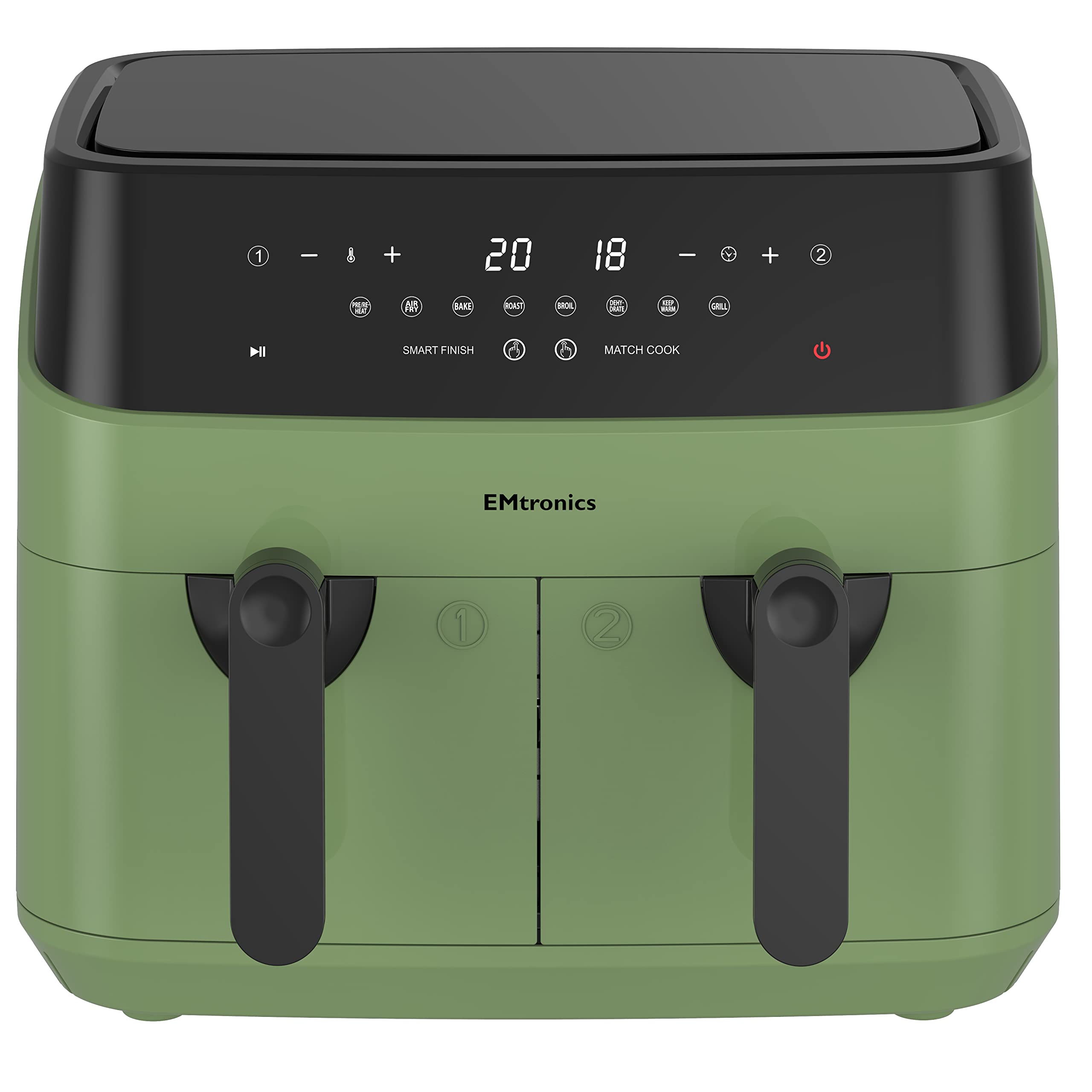 EMtronics 9L Dual Digital Air Fryer – 1750W Double Basket Healthy Cooker