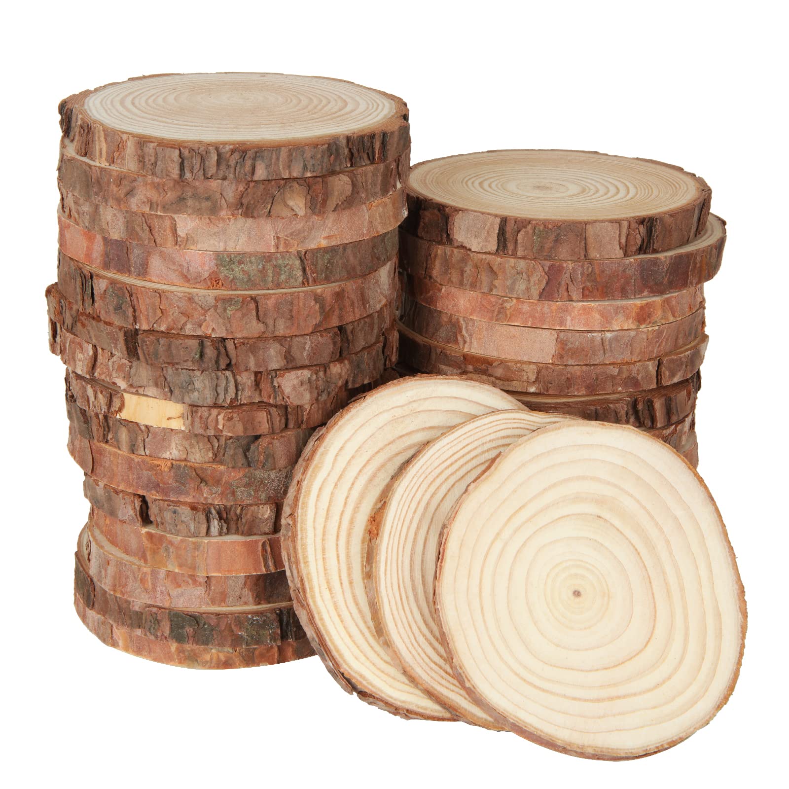 JMIATRY 30 Pcs Natural Wood Slices | 9-10cm Unfinished Round Log Circles