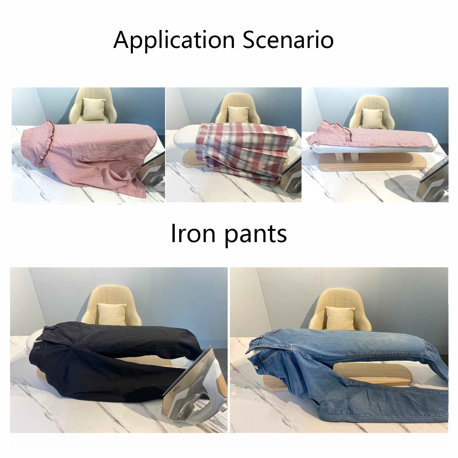 DE-LIANG Padded Sleeve & Chest Tailor Ironing Board with Wooden Base