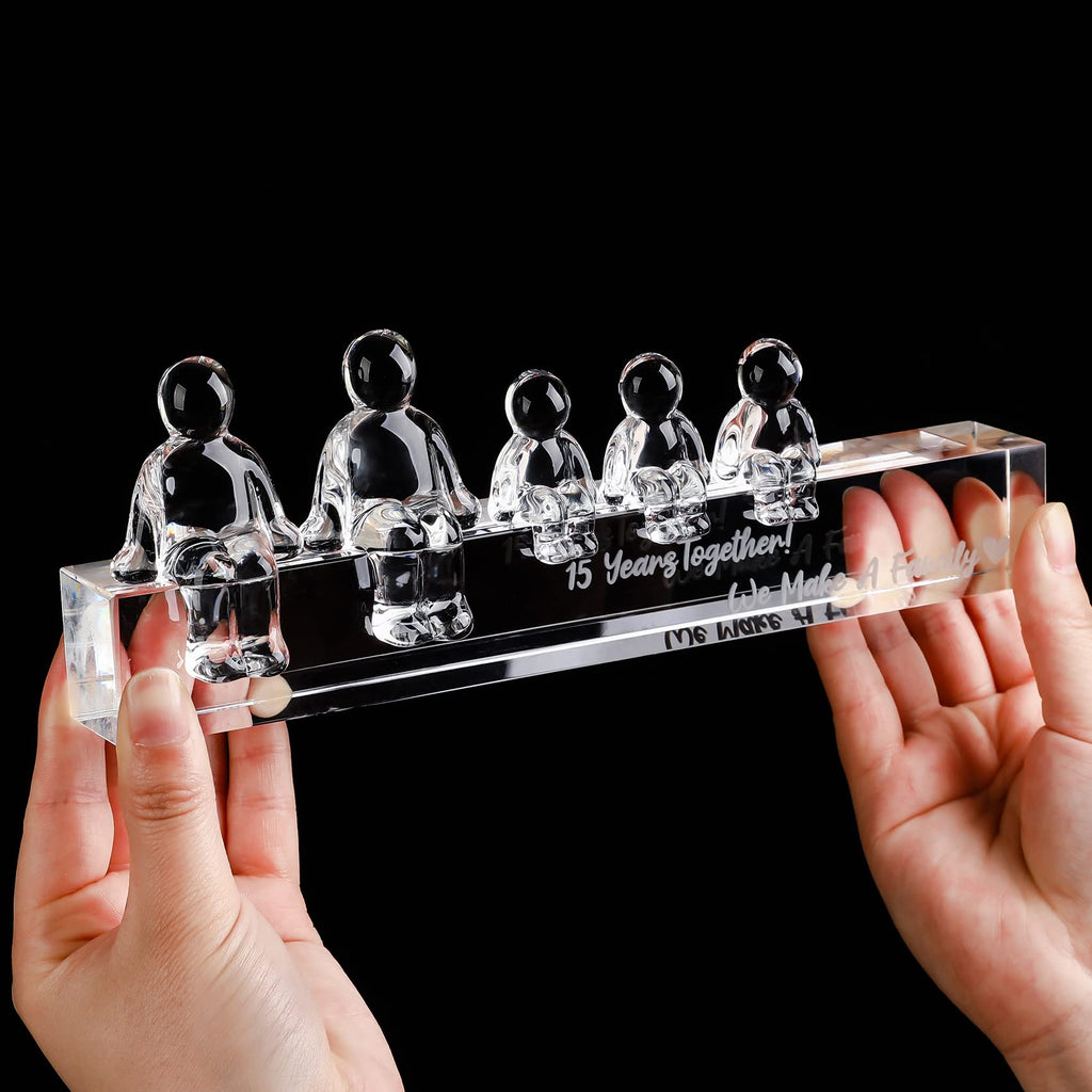 Movdyka 15th Anniversary Crystal Family Keepsake | 15 Years Together Gift