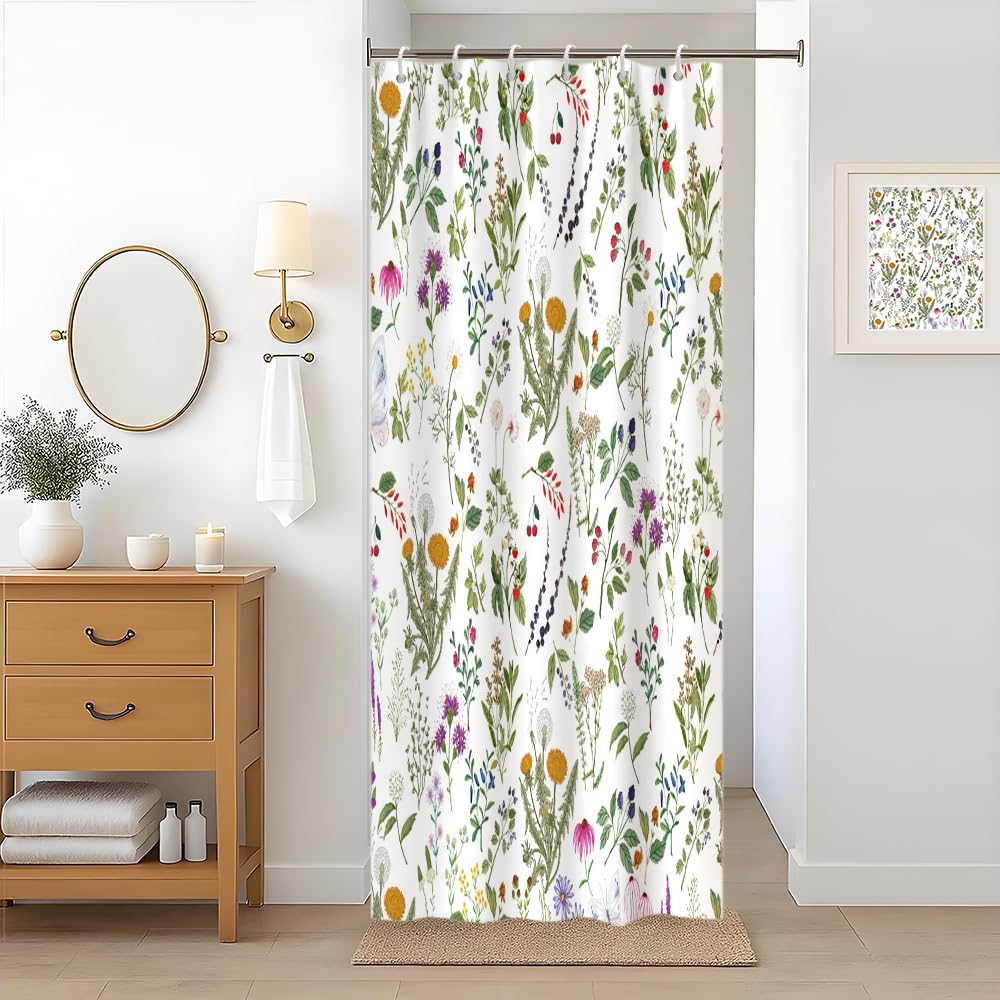 Uiiooazy Floral Shower Curtain | Waterproof Mildew Resistant Polyester