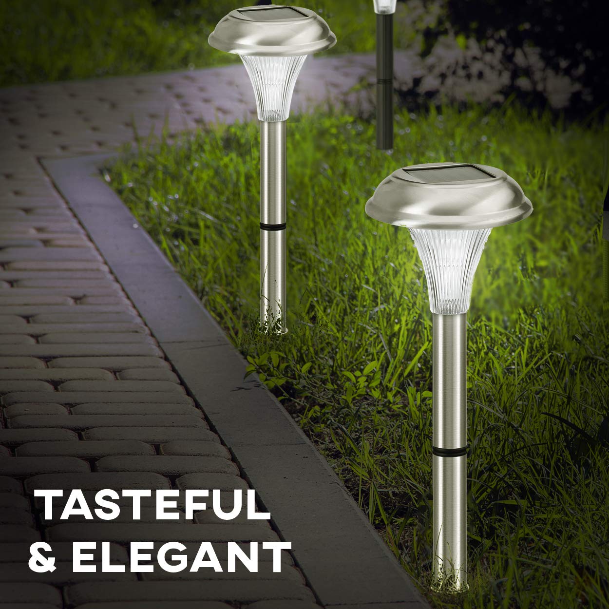 Solar Garden Lights – 8 Pack Stainless Steel Path Lights