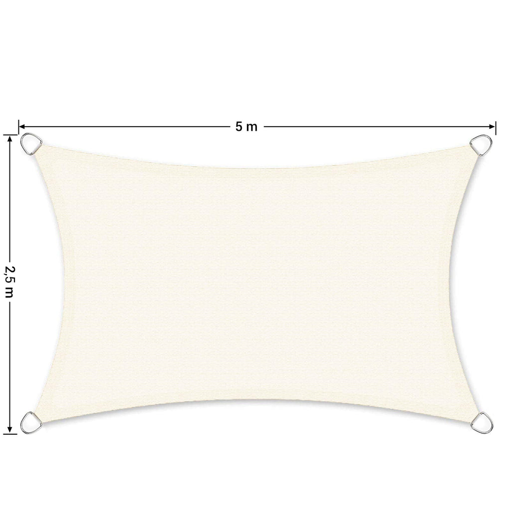SONGMICS Shade Sail 2.5 x 5 m | Rectangular HDPE Sun Protection - Beige