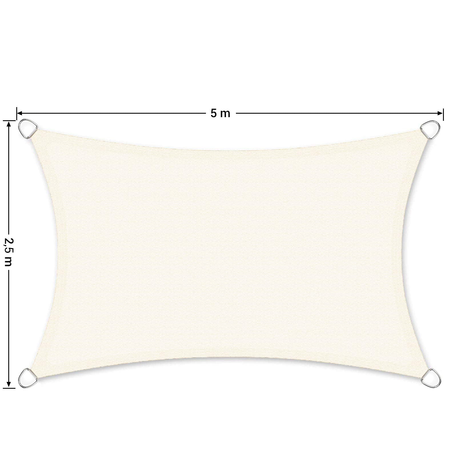 SONGMICS Shade Sail 2.5 x 5 m | Rectangular HDPE Sun Protection - Beige
