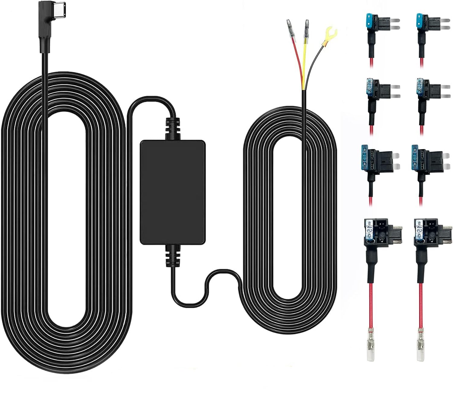 GKU Dash Cam Hardwire Kit – Type-C ACC Wiring with 8pcs Fuse Tap Set