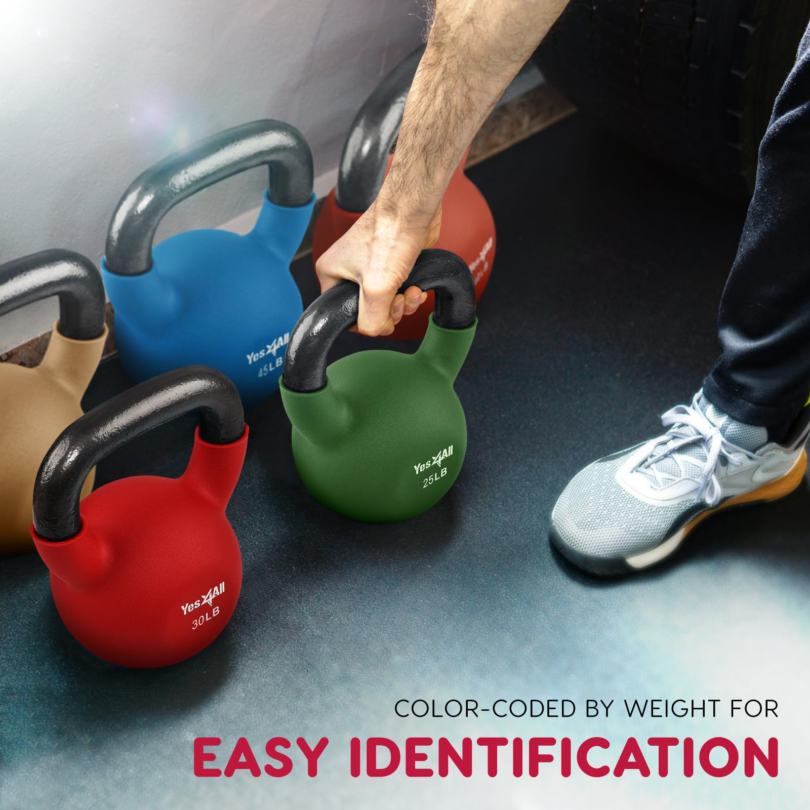 Yes4All Neoprene Coated Cast Iron Kettlebell – 15lb Willowherb