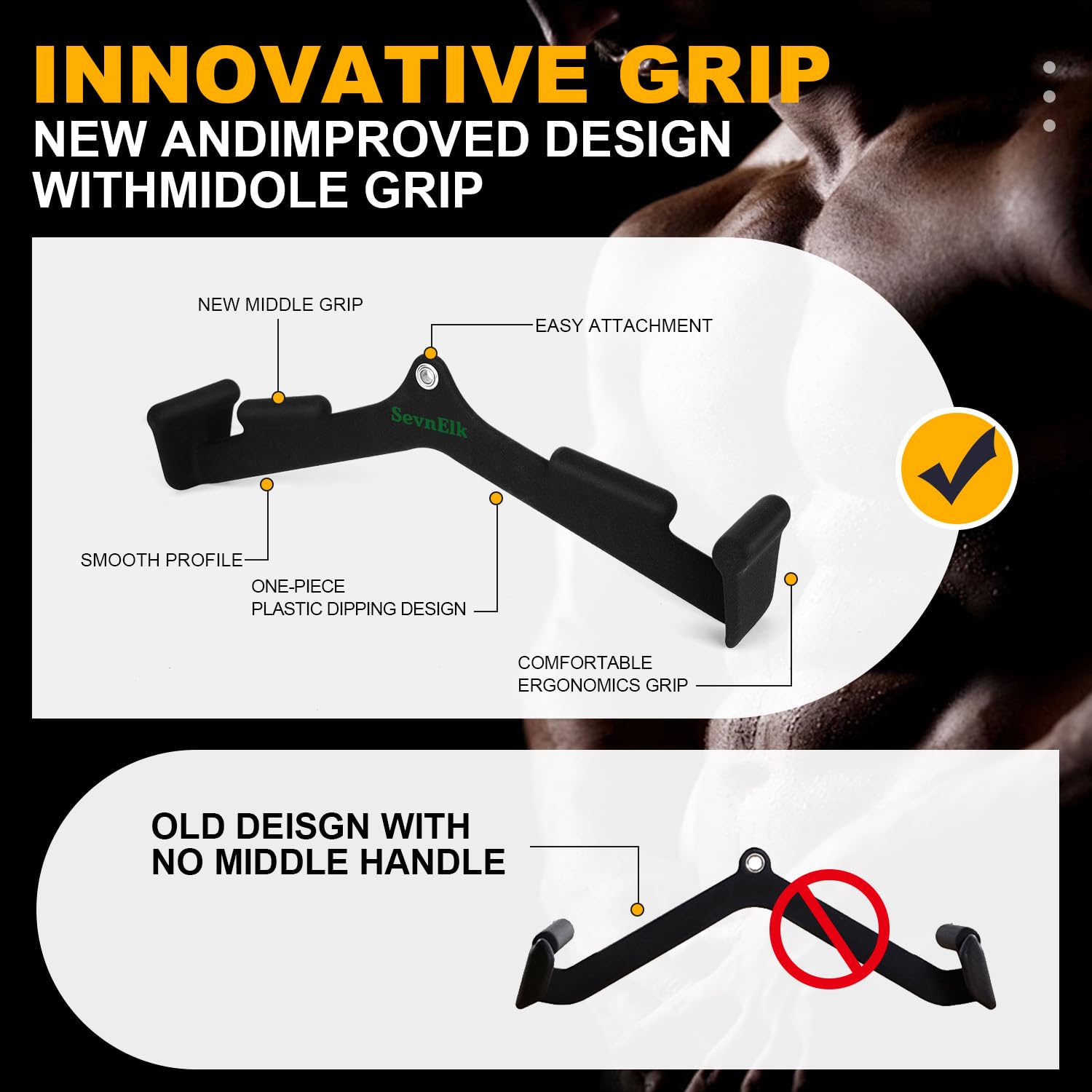 Row Handle Cable Attachment – Steel V-Bar for Gym Training