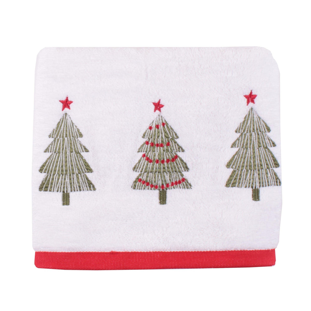 Fusion Christmas - Christmas Trees - 100% Cotton Hand Towel 2 pack - 50 x 90cm in White, CXLWETX2ZU - image 1