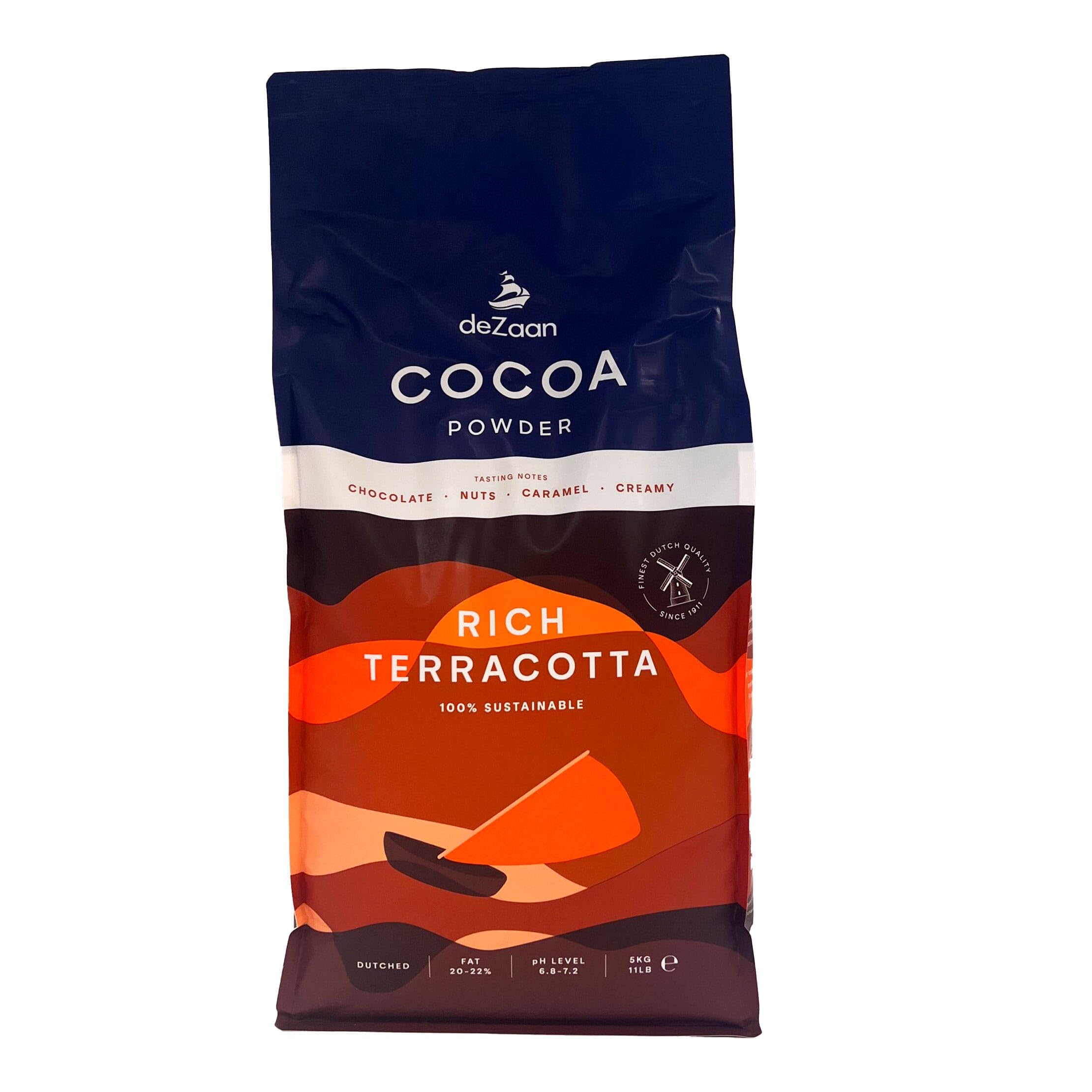 deZaan Rich Terracotta Cocoa Powder – 20-22% Fat Alkalized Cocoa - 5kg