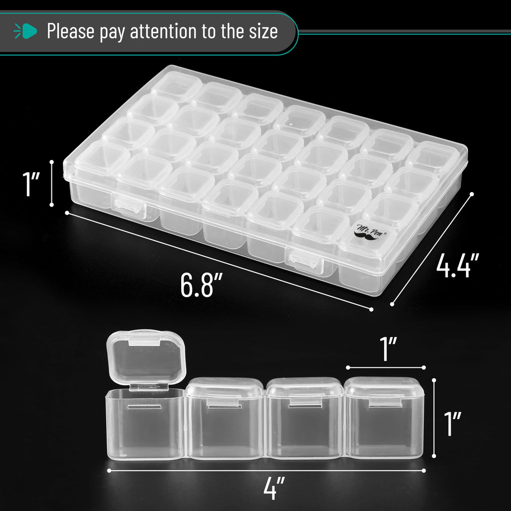 Mr. Pen- Diamond Painting Bead Storage Containers, 28 Grids, 2 Pack, Includes 160pcs Label Stickers, Diamond Art Bead BoxOrganizer