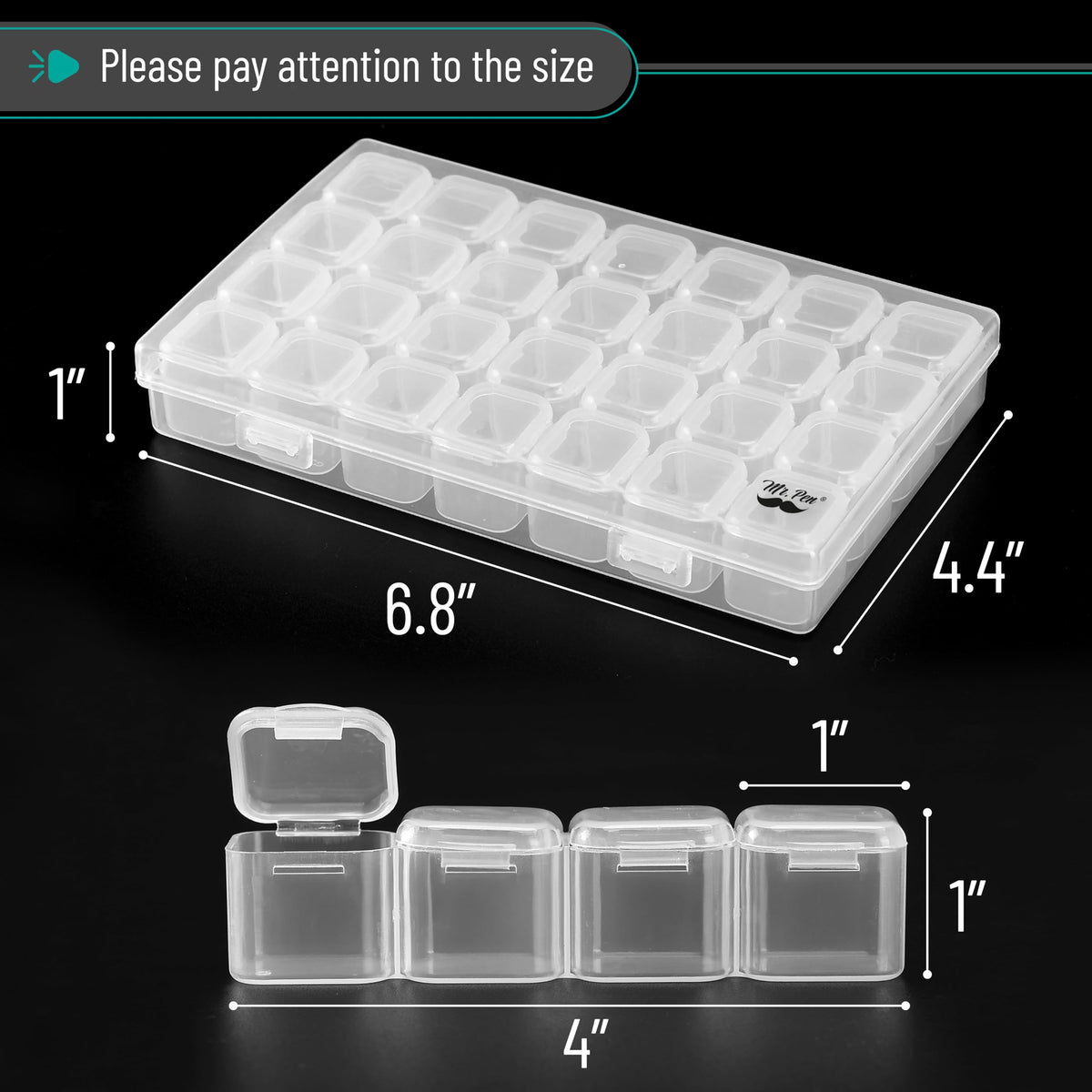 Mr. Pen- Diamond Painting Bead Storage Containers, 28 Grids, 2 Pack, Includes 160pcs Label Stickers, Diamond Art Bead BoxOrganizer