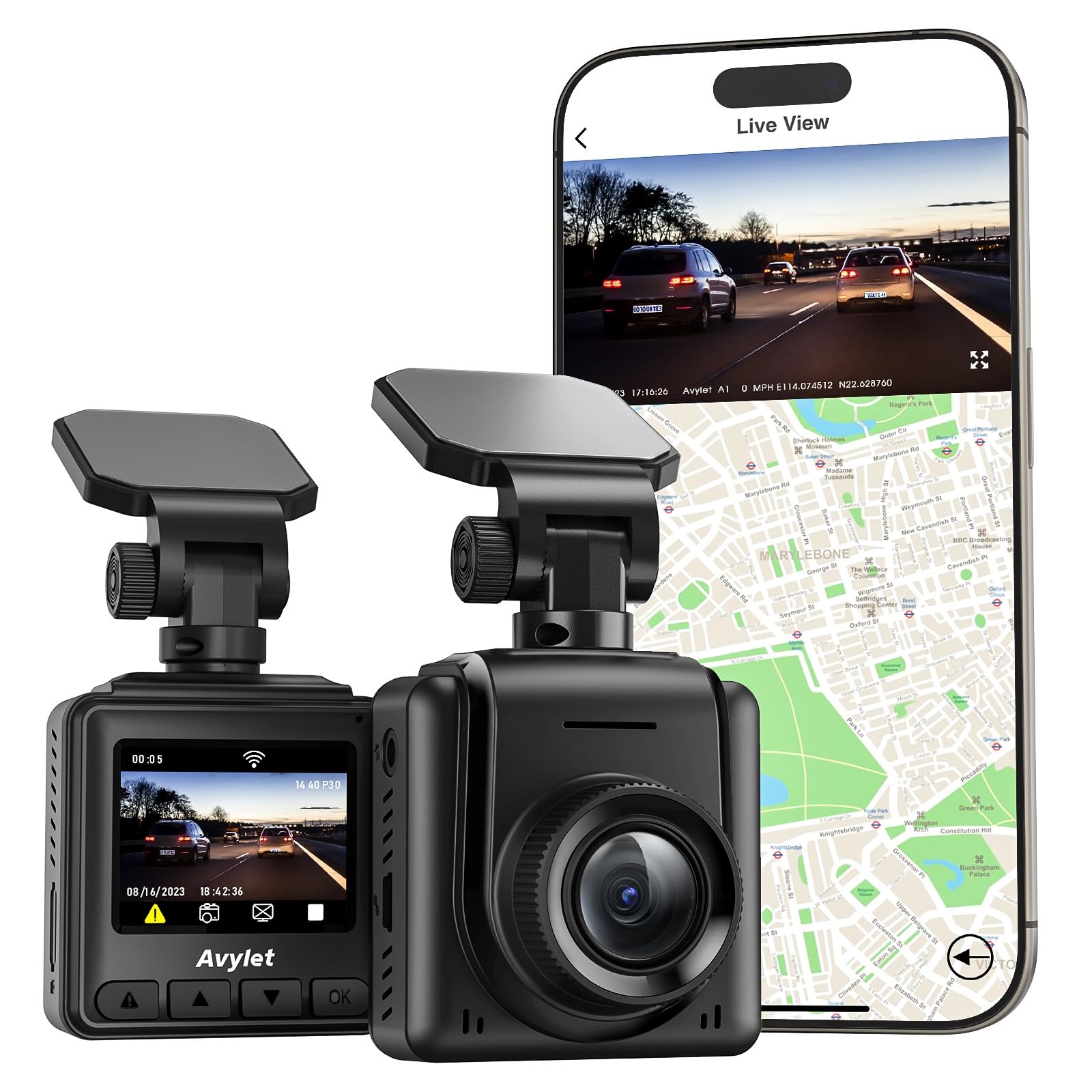 Jolof Store 2K WiFi Dash Cam – Mini Car Camera with GPS & Night Vision