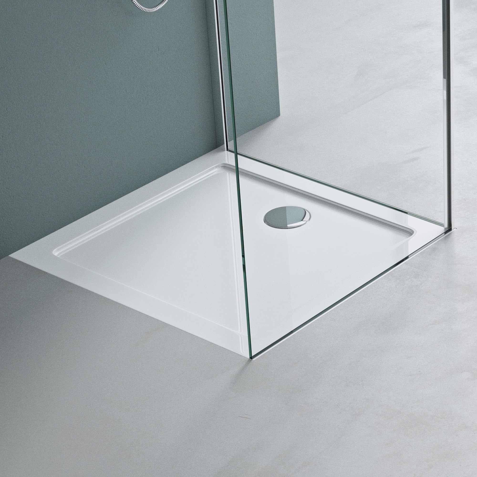 Mai & Mai Faro2 Rectangular Acrylic Shower Tray - White - 75x90x4cm