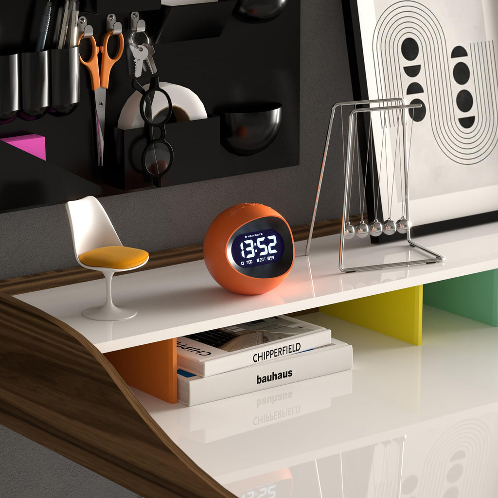 Newgate Earth Centre Digital Alarm Clock – Orange Acrylic Bedside Desk Clock