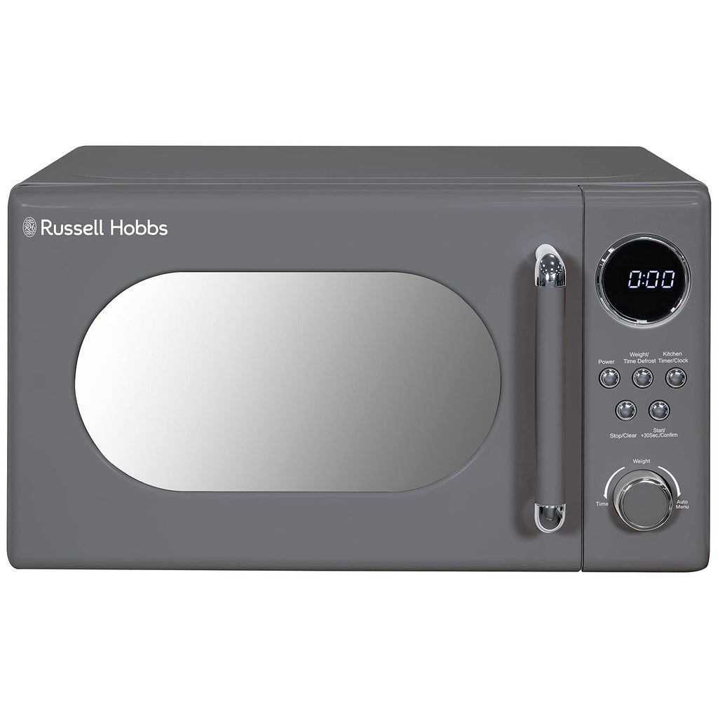 Russell Hobbs Retro Digital Microwave | 20L Grey 800W with Mirror Finish