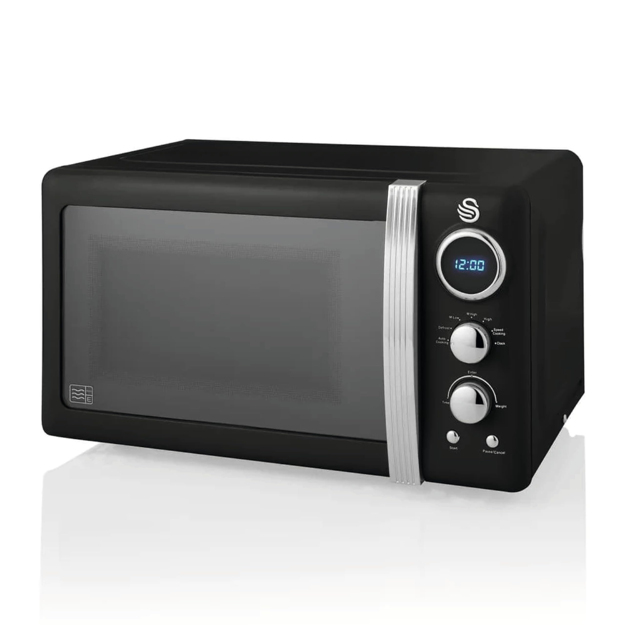 Swan Retro Digital Microwave | 800W 20L with Defrost – Black