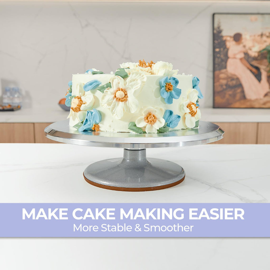Ohuhu 12 Inch Cake Decorating Turntable – Aluminum Alloy Rotating Stand