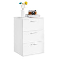 Yaheetech White Wood Nightstand – 3 Drawer Bedside Table with Metal Handles