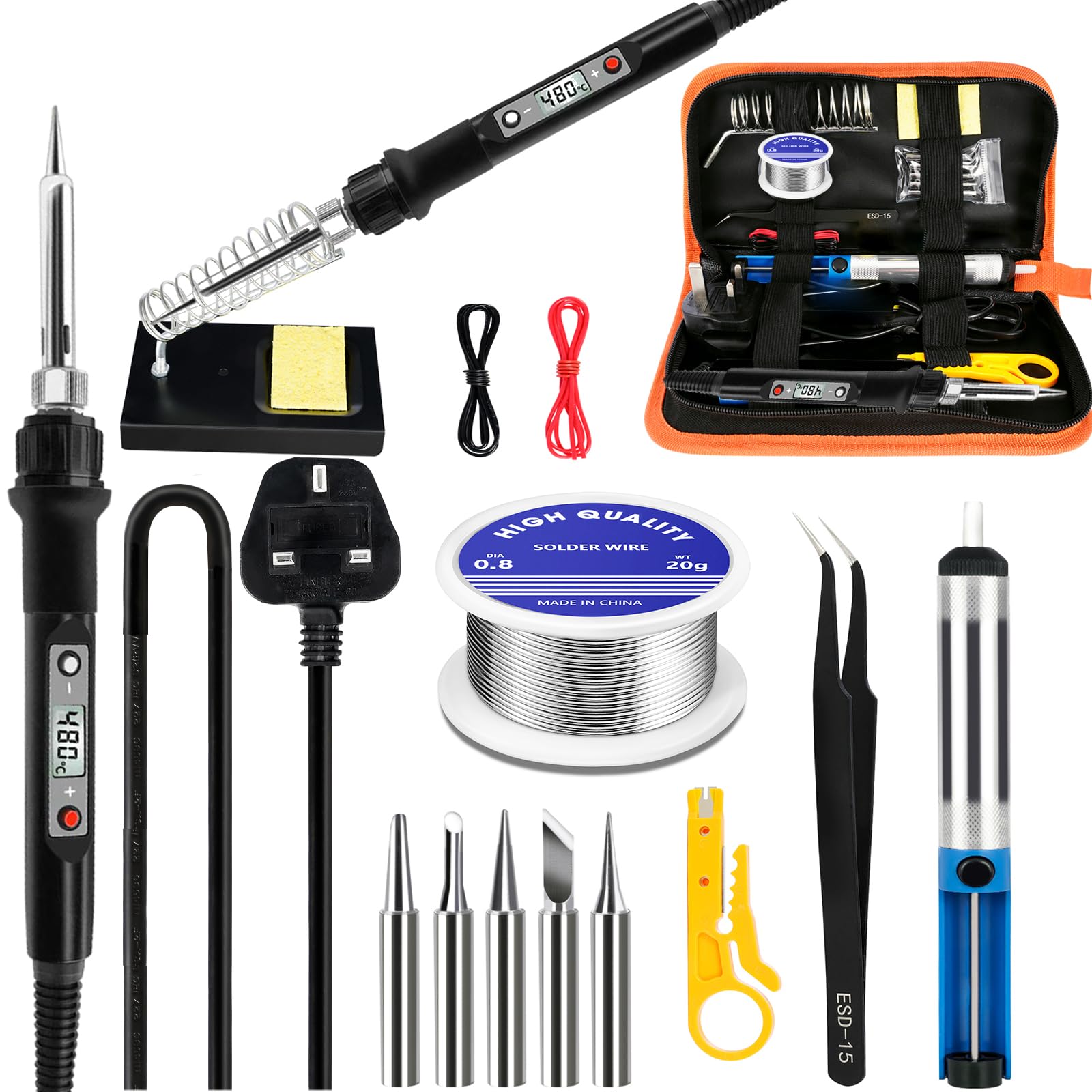 80W Soldering Iron Kit – 13-in-1 Adjustable Temperature Tool