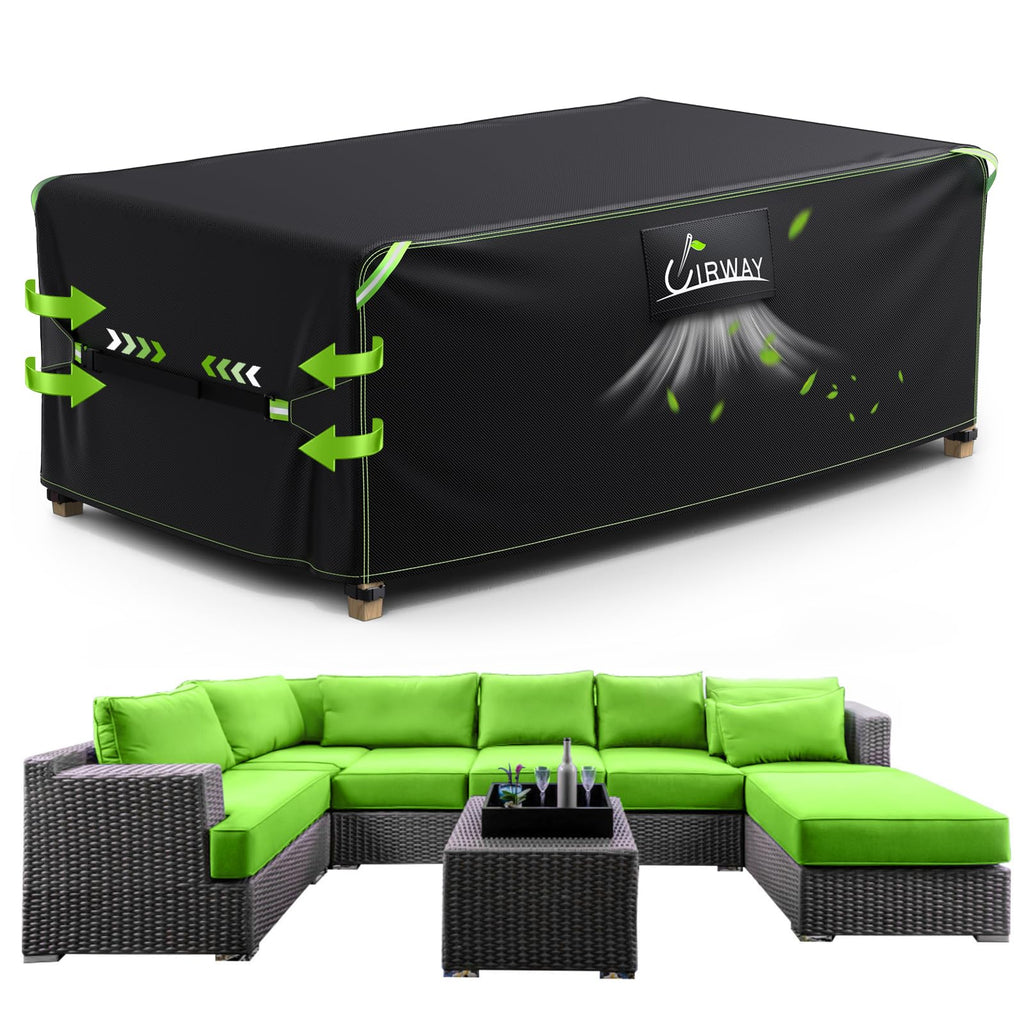 UIRWAY 420D Heavy Duty Garden Furniture Cover - Waterproof Patio Table Cover