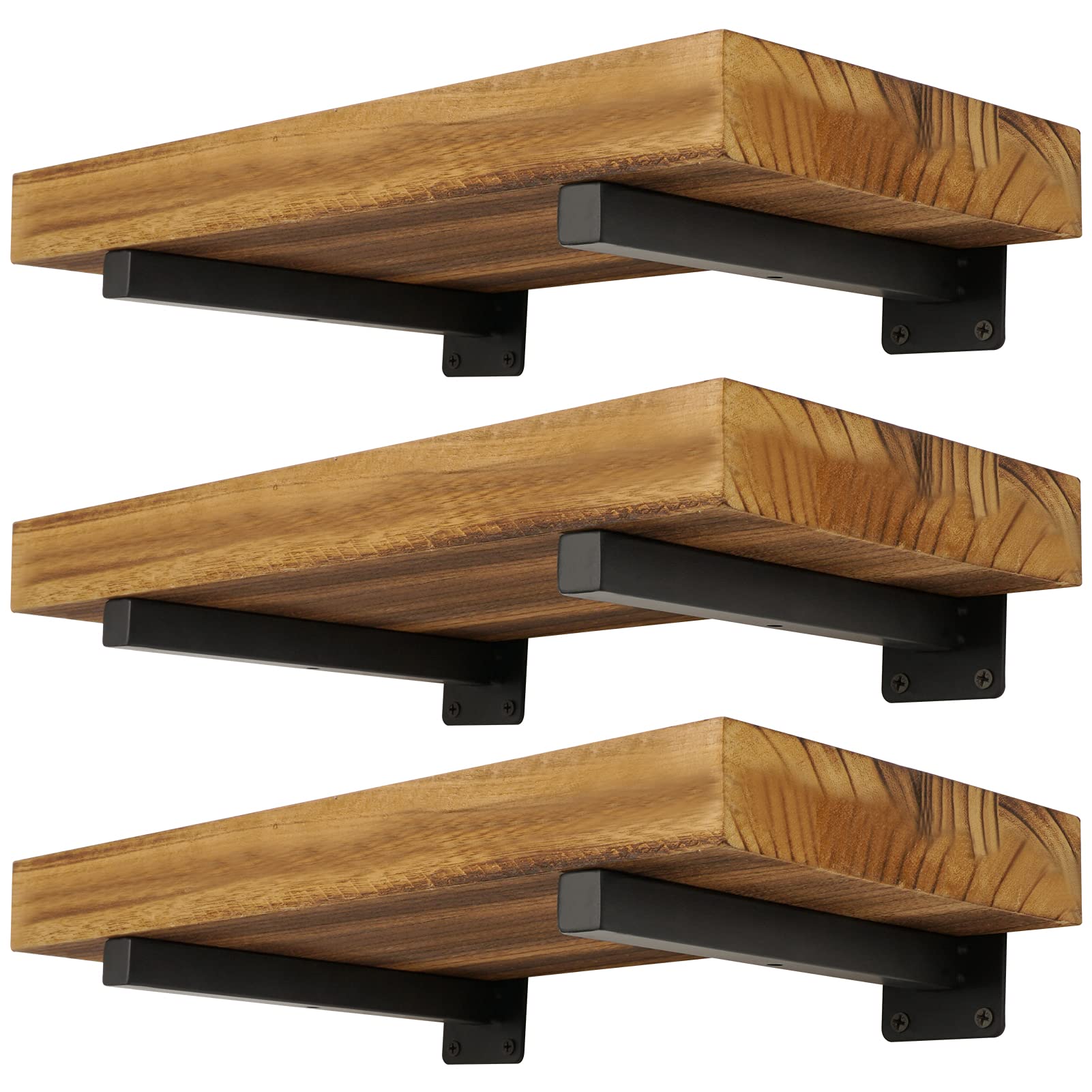 EZYDECOR Heavy Duty Iron Shelf Brackets | 6 Pack Black Metal 6"