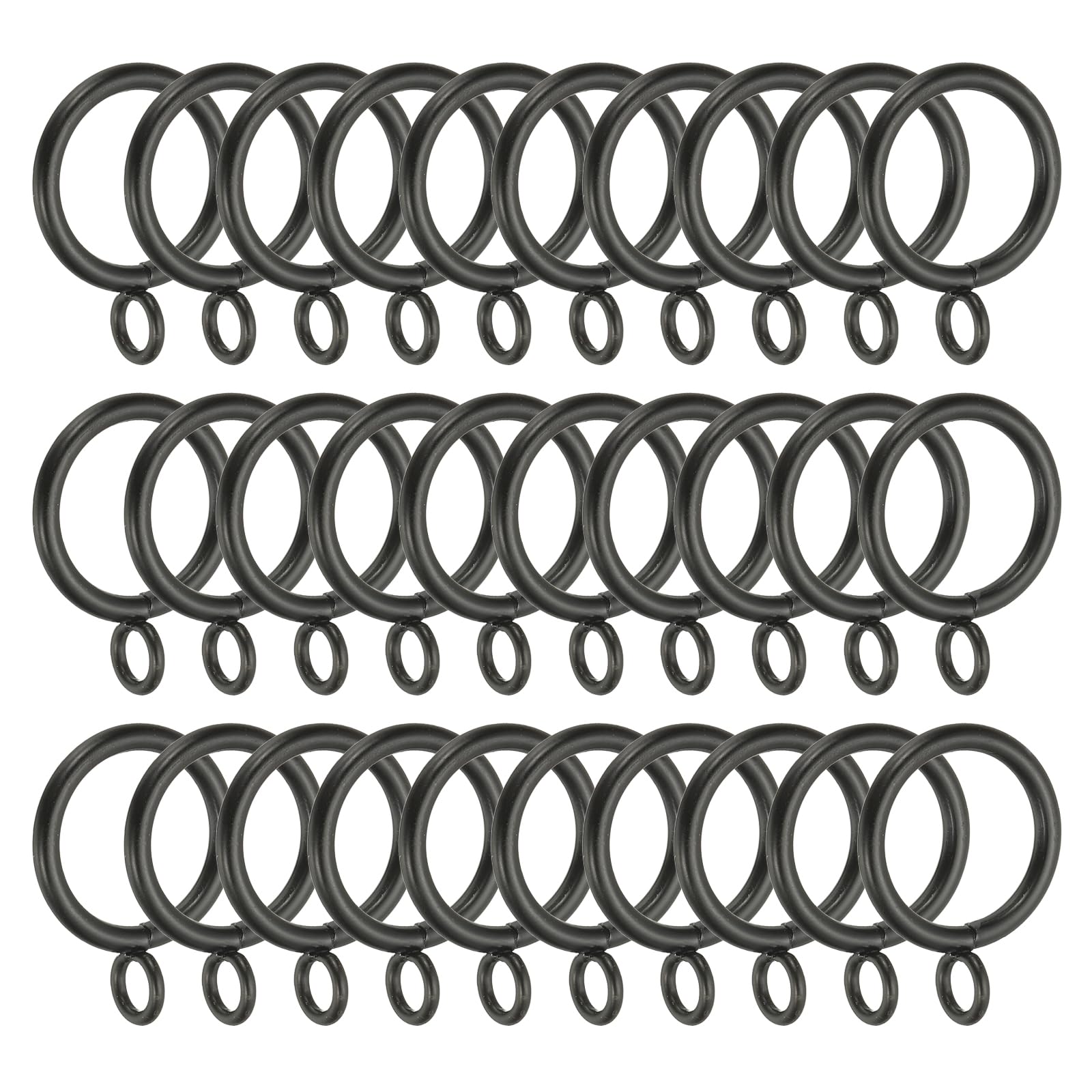 PATIKIL 1 Inch Metal Curtain Rod Rings with Eyelets, Black, 30 Pcs