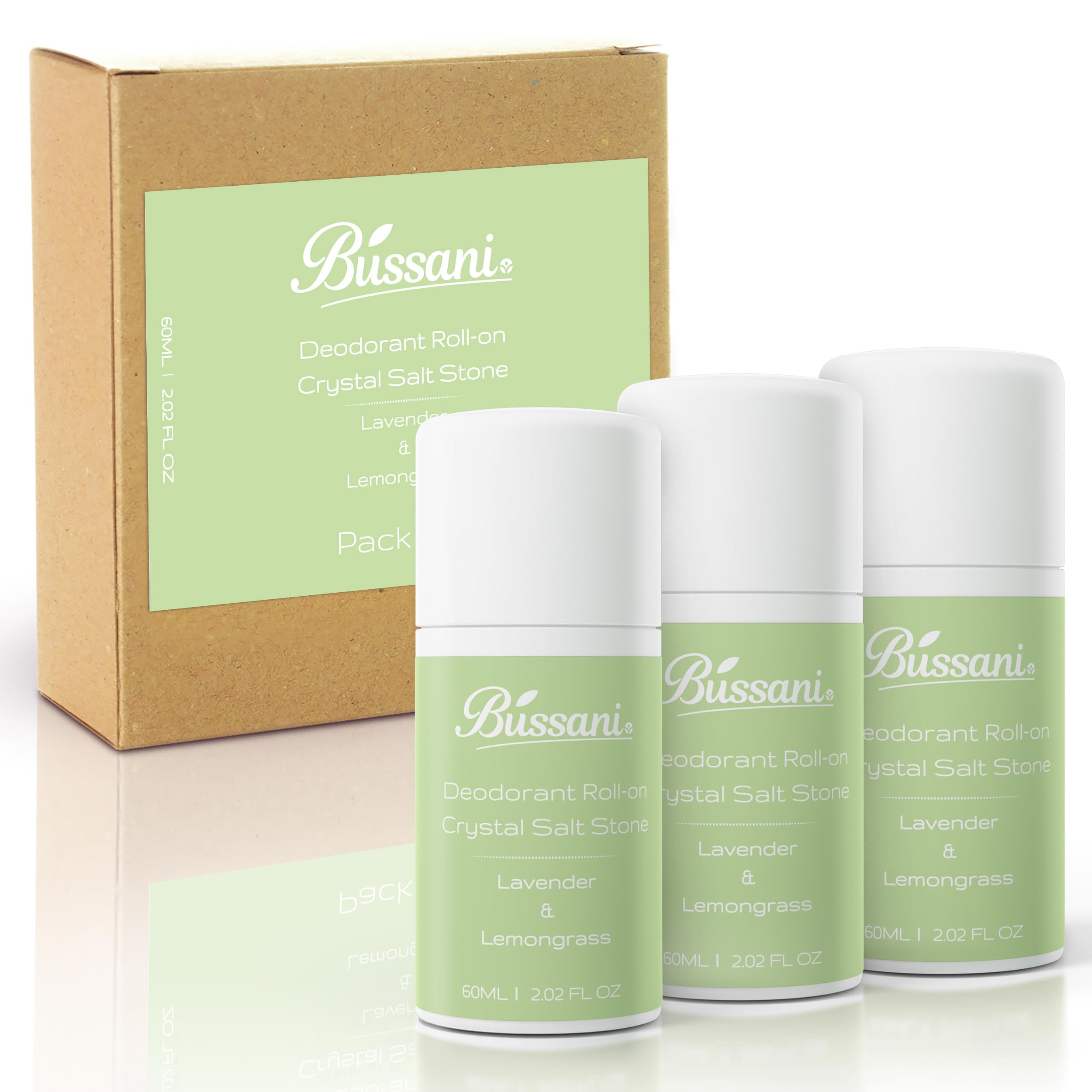 Bussani Natural Crystal Roll-On Deodorant – Lavender Lemongrass – 3 Pack