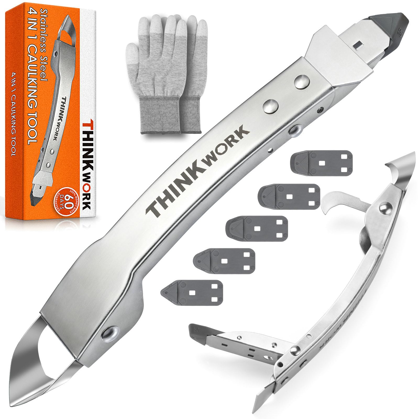 THINKWORK 4-in-1 Silicone Caulking Kit | Stainless Steel Caulk Remover